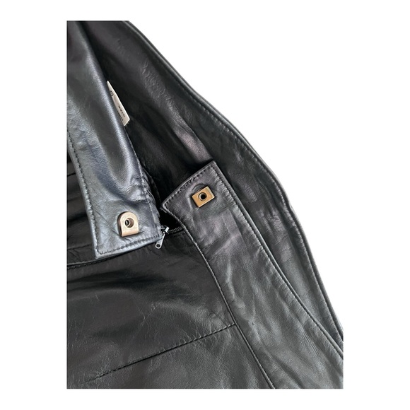 Vintage 80s Soft Black Genuine Leather Pencil Skirt Size S - Picture 7 of 9